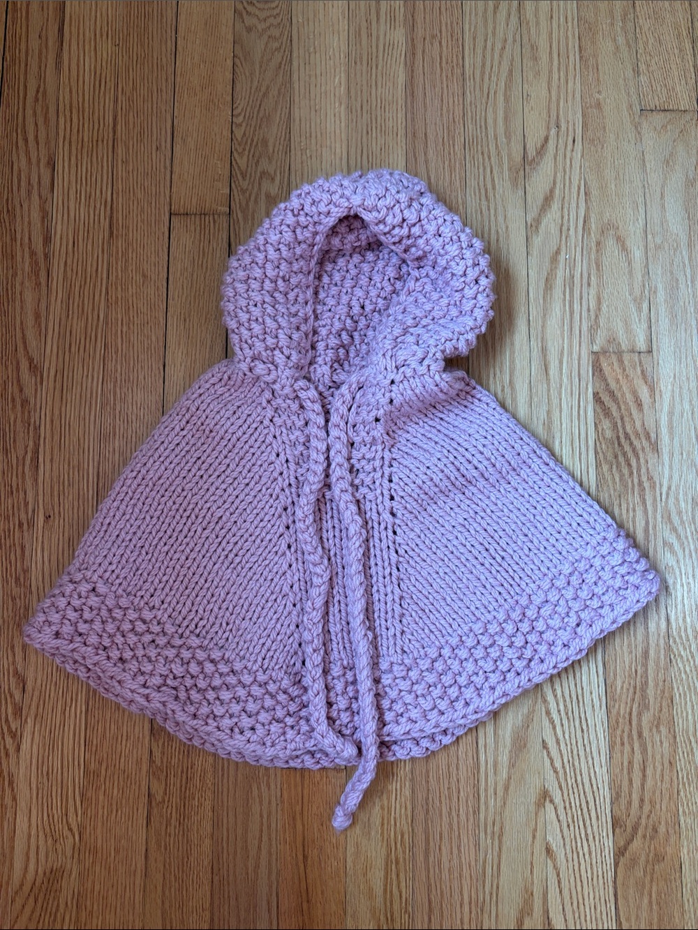 Kids Hooded Knit Cape - Light Pink